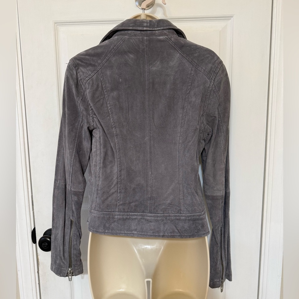 BLANKNYC Gray Faux Suede Moto Jacket Asymmetrical Zip Small - Picture 4 of 6
